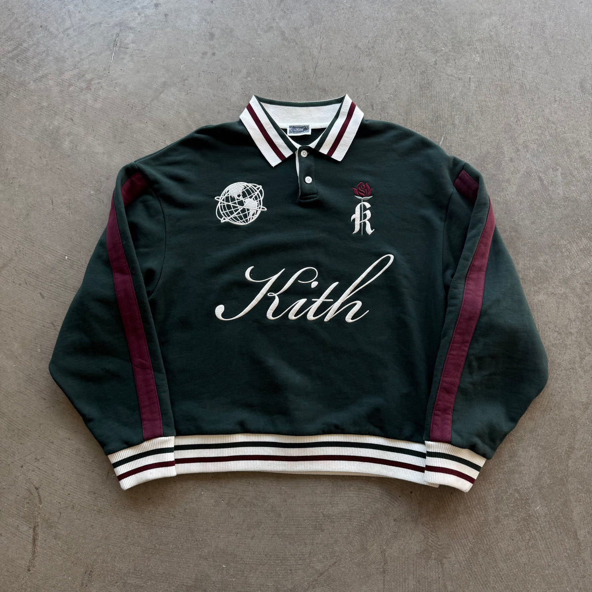 M Kith Script Nelson Collared Pullover Green