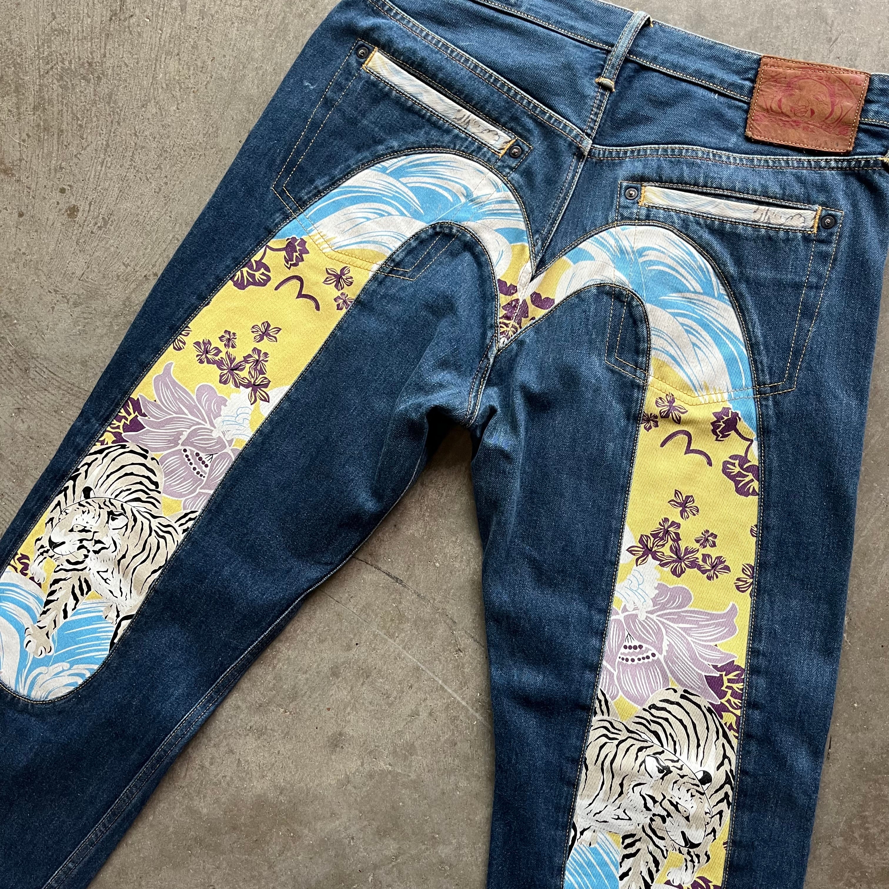 34x31 Yellow Tiger Evisu Jeans