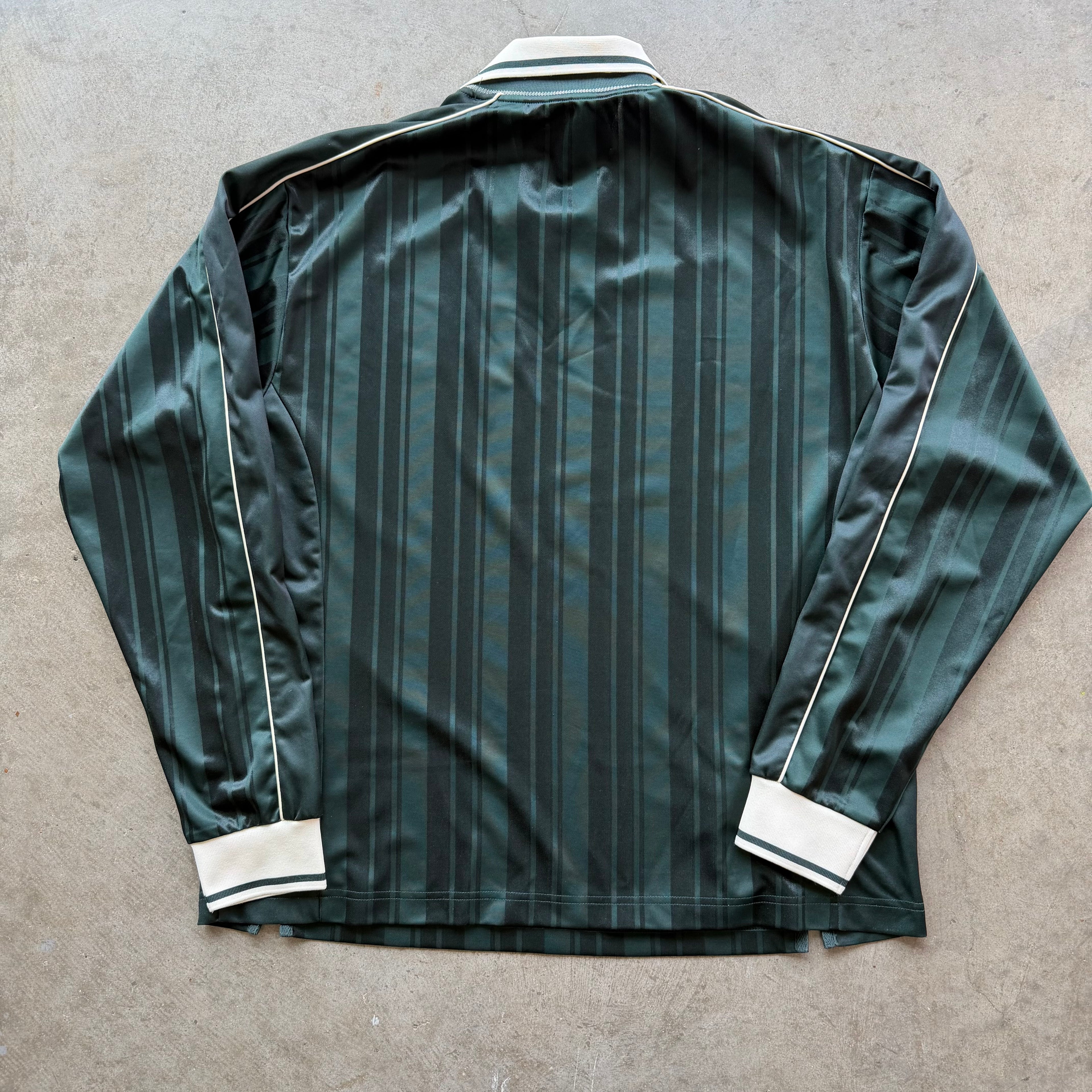 M Kith Pinstripe Tricot L/S Tap in Polo Green