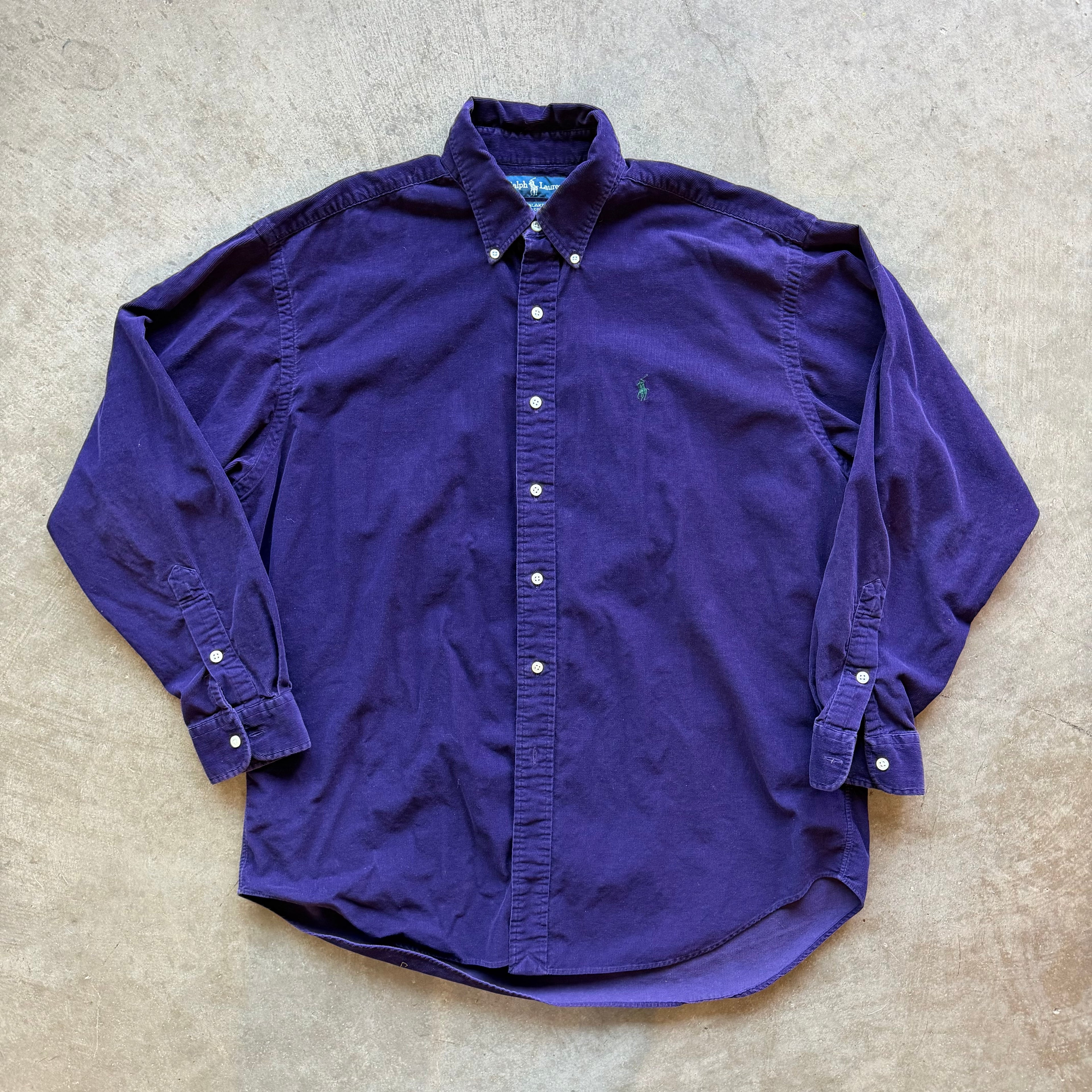 L 00s Purple Ralph Lauren Corduroy Button Up