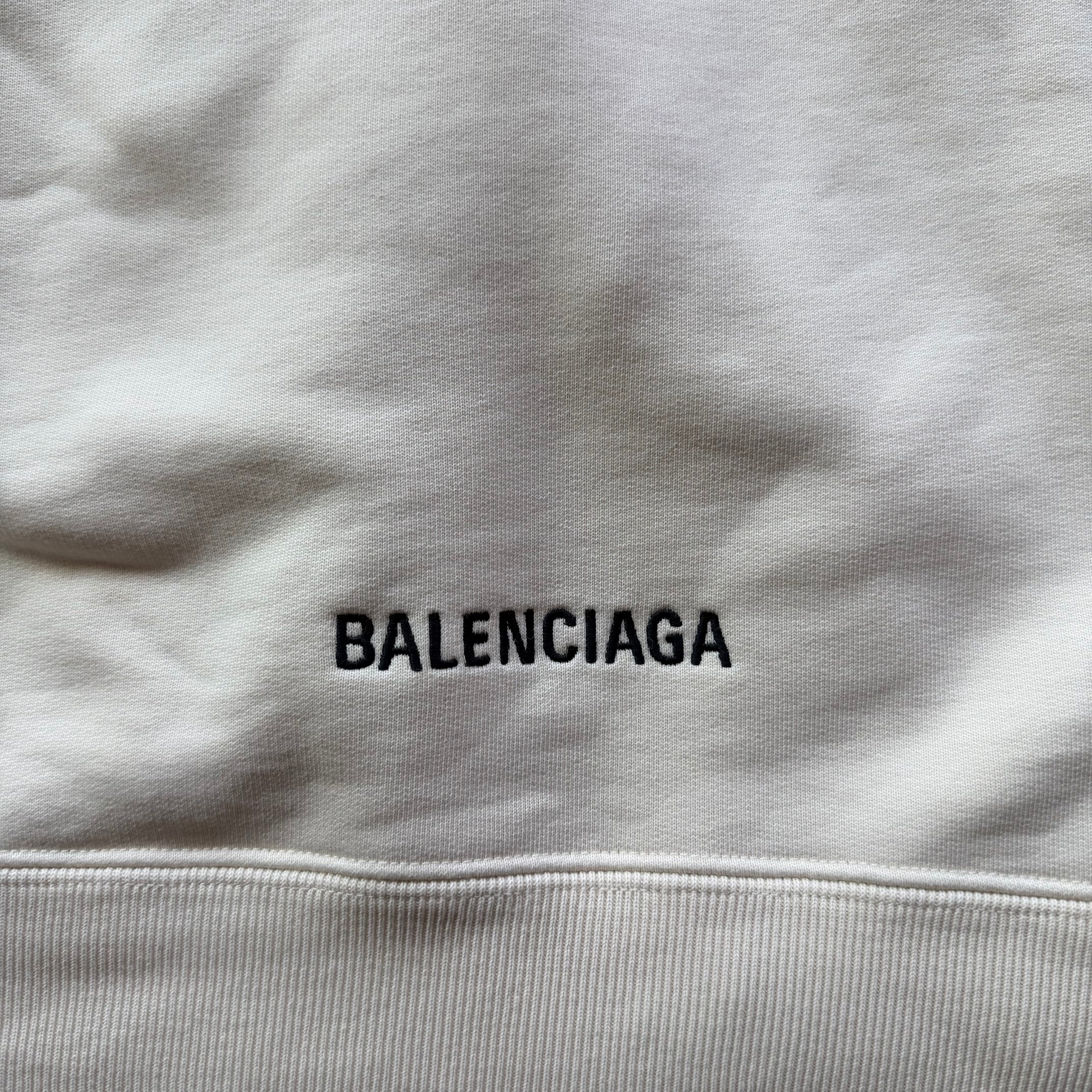 M Balenciaga Creme Small Logo Full Zip