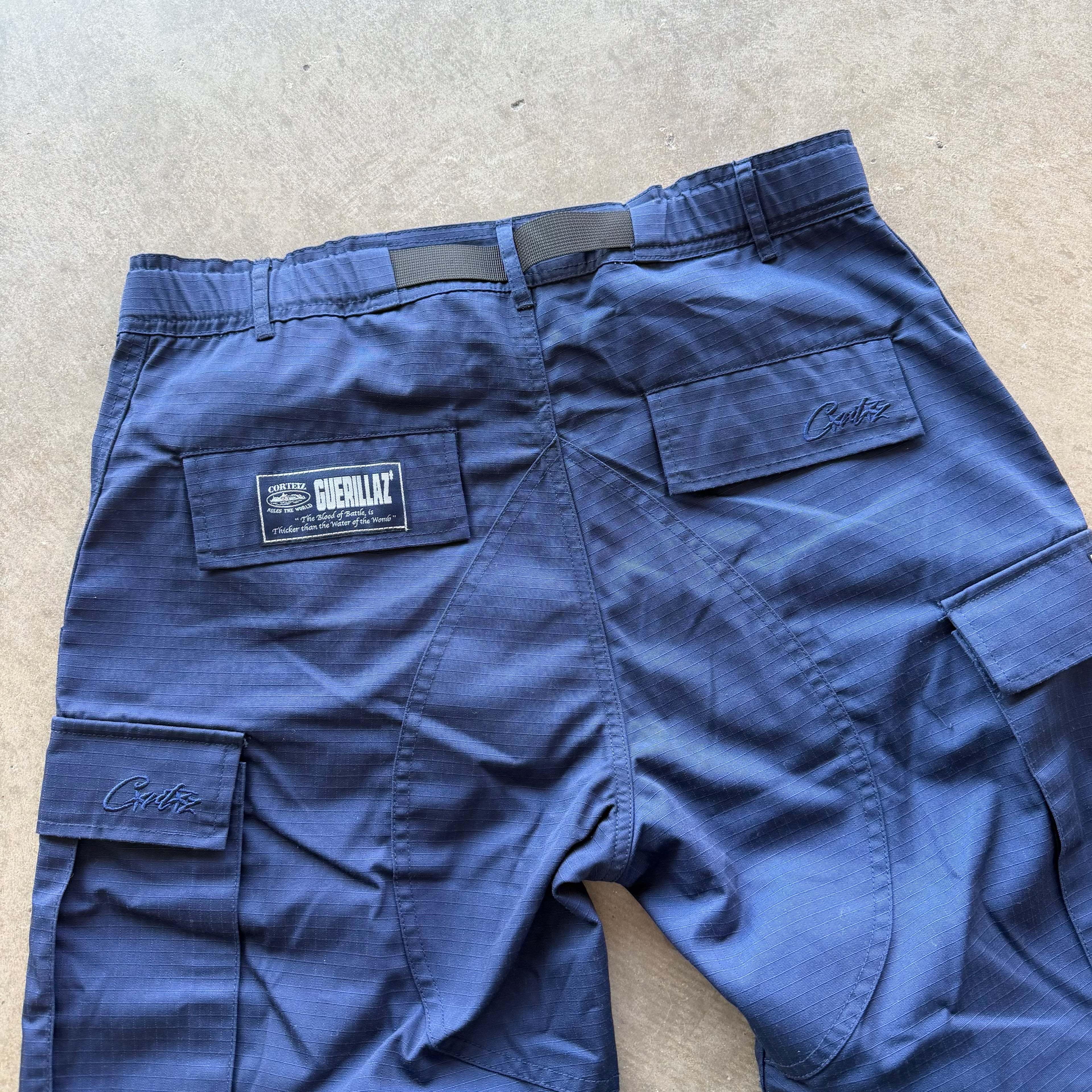 34x35 Corteiz Guerillaz Navy Cargo Pants