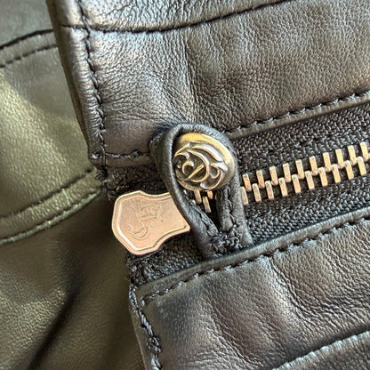 Chrome Hearts Leather Fleur Knee Dagger Zipper Pants