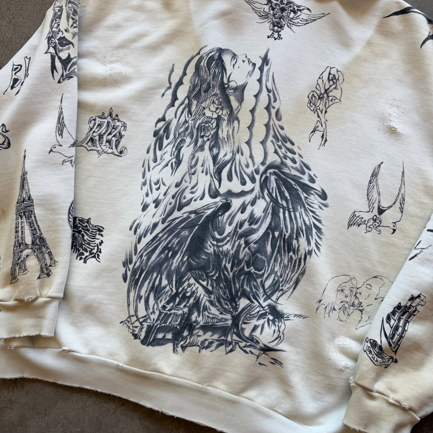 S Balenciaga Tattoo Full Zip Hoodie