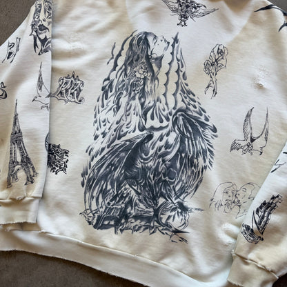 S Balenciaga Tattoo Full Zip Hoodie