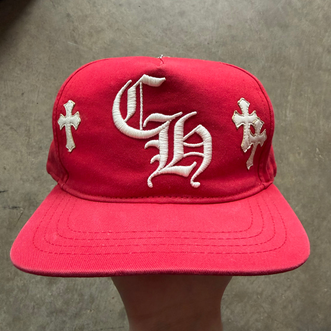 Chrome Hearts Cross Patch Baseball Hat Red