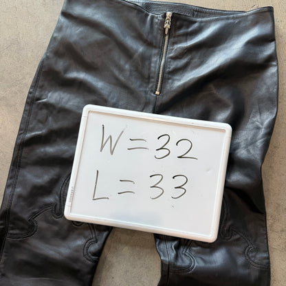 Chrome Hearts Leather Fleur Knee Dagger Zipper Pants