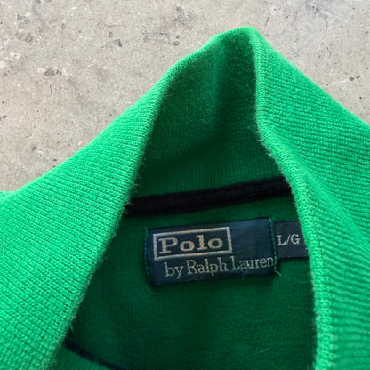 L 90s Green Polo Quarter Zip
