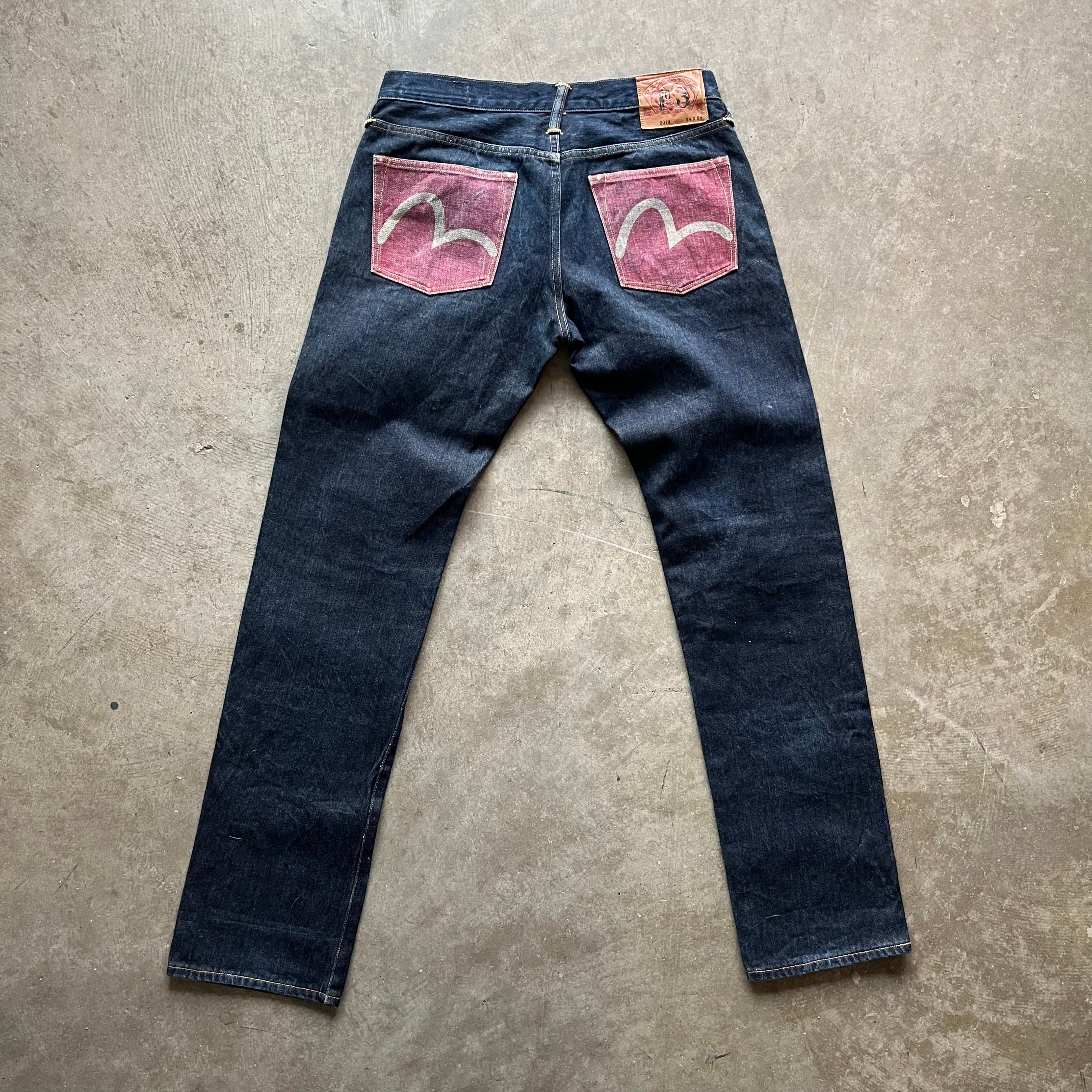 32x32 Faded Red Pocket Evisu Jeans