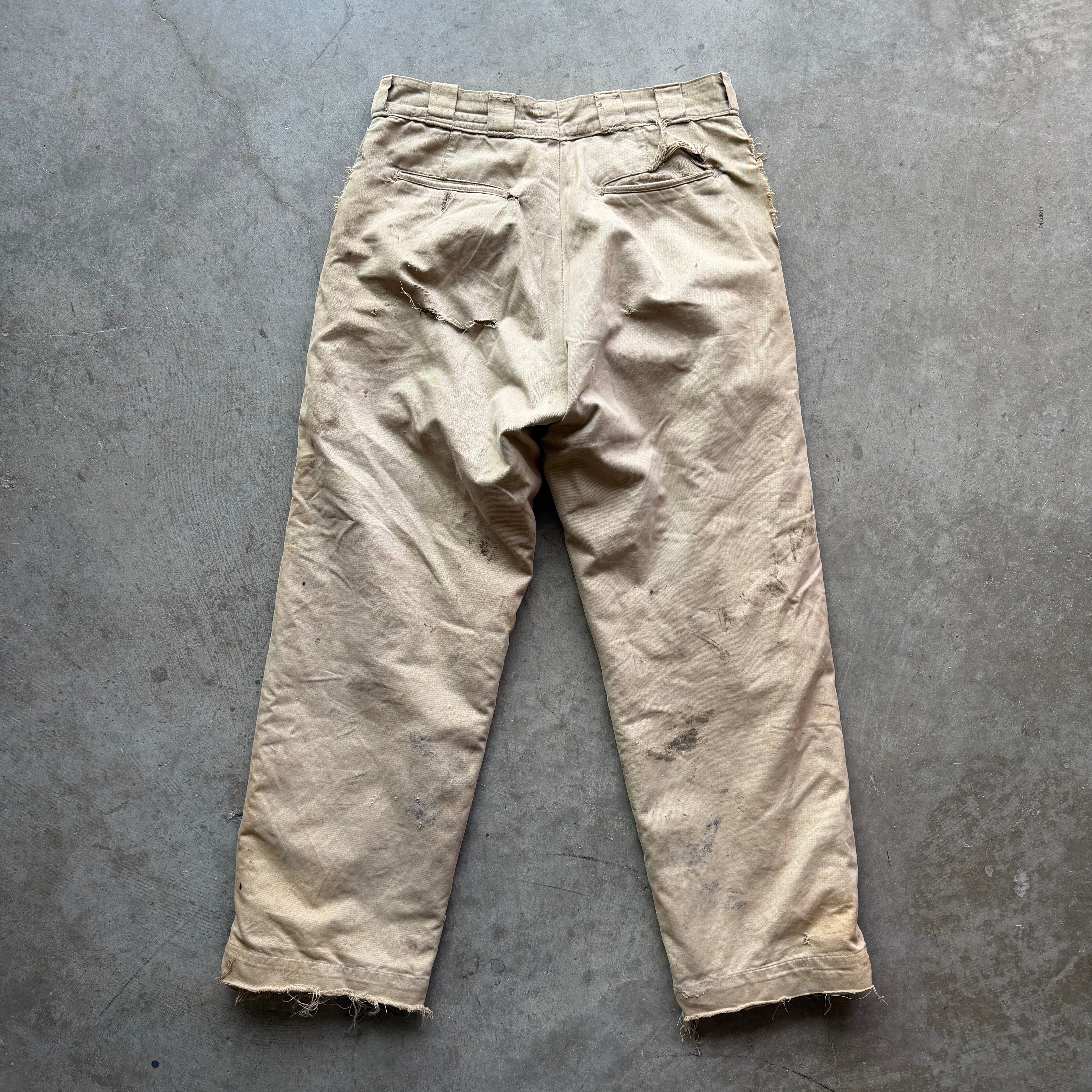 34x30 1940s Dickies Army Cloth Wool Lined Pants