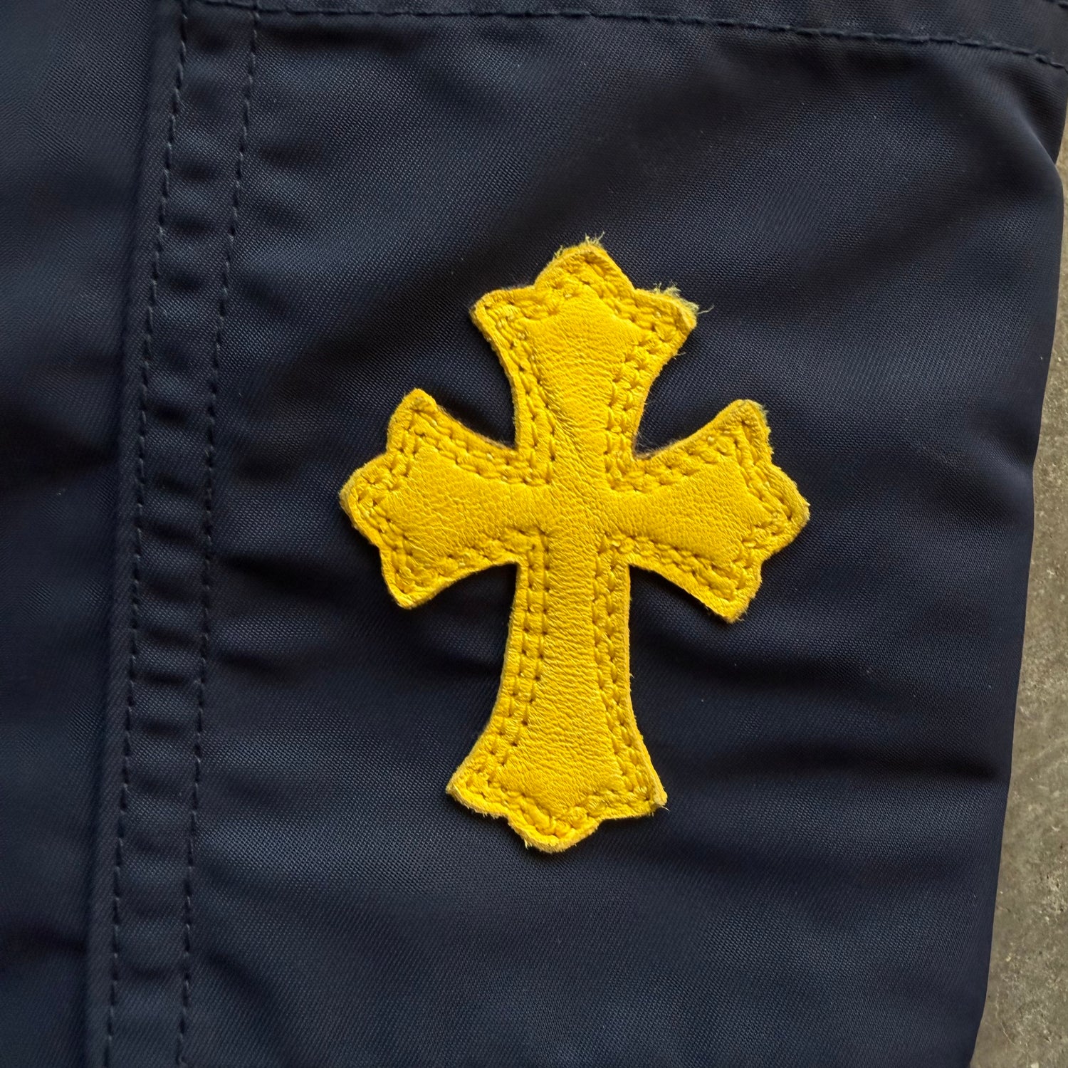 36x29 Chrome Hearts Leather Nylon Double Knees Navy