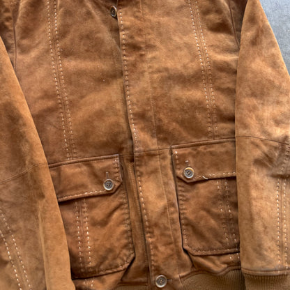 L 90s Balmain Suede Bomber Jacket