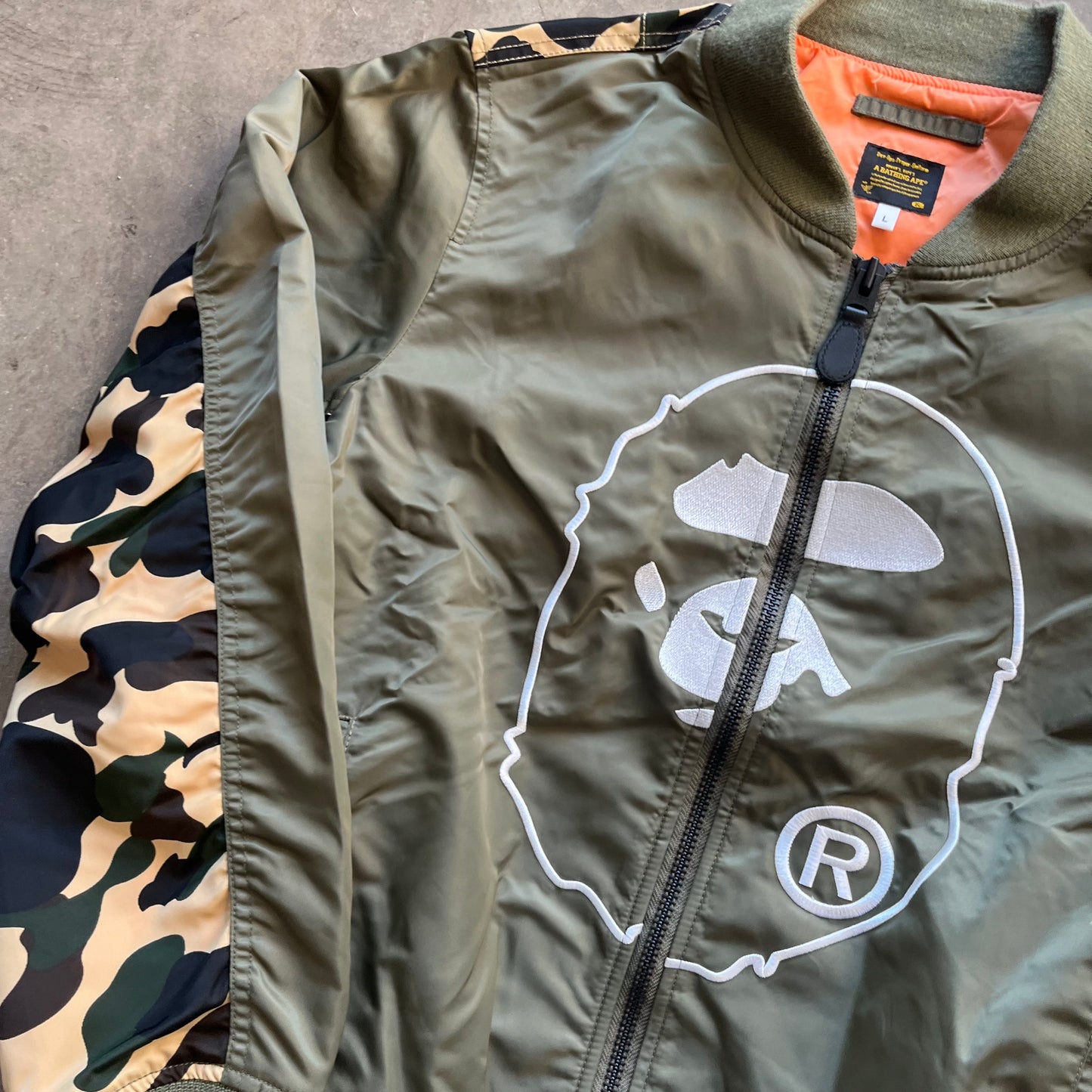 L Olive Bape Bomber Jacket