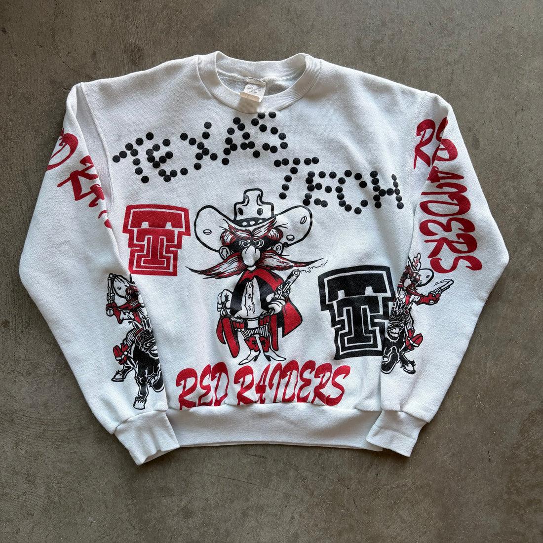 S 90s Texas Tech AOP Crewneck