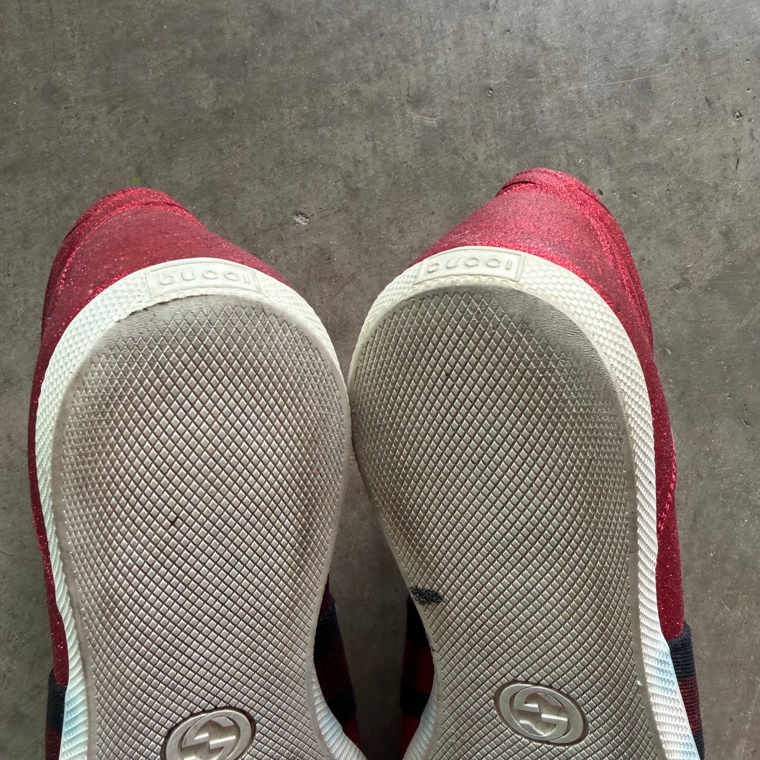 10 Used Gucci Ace High Top Red Glitter