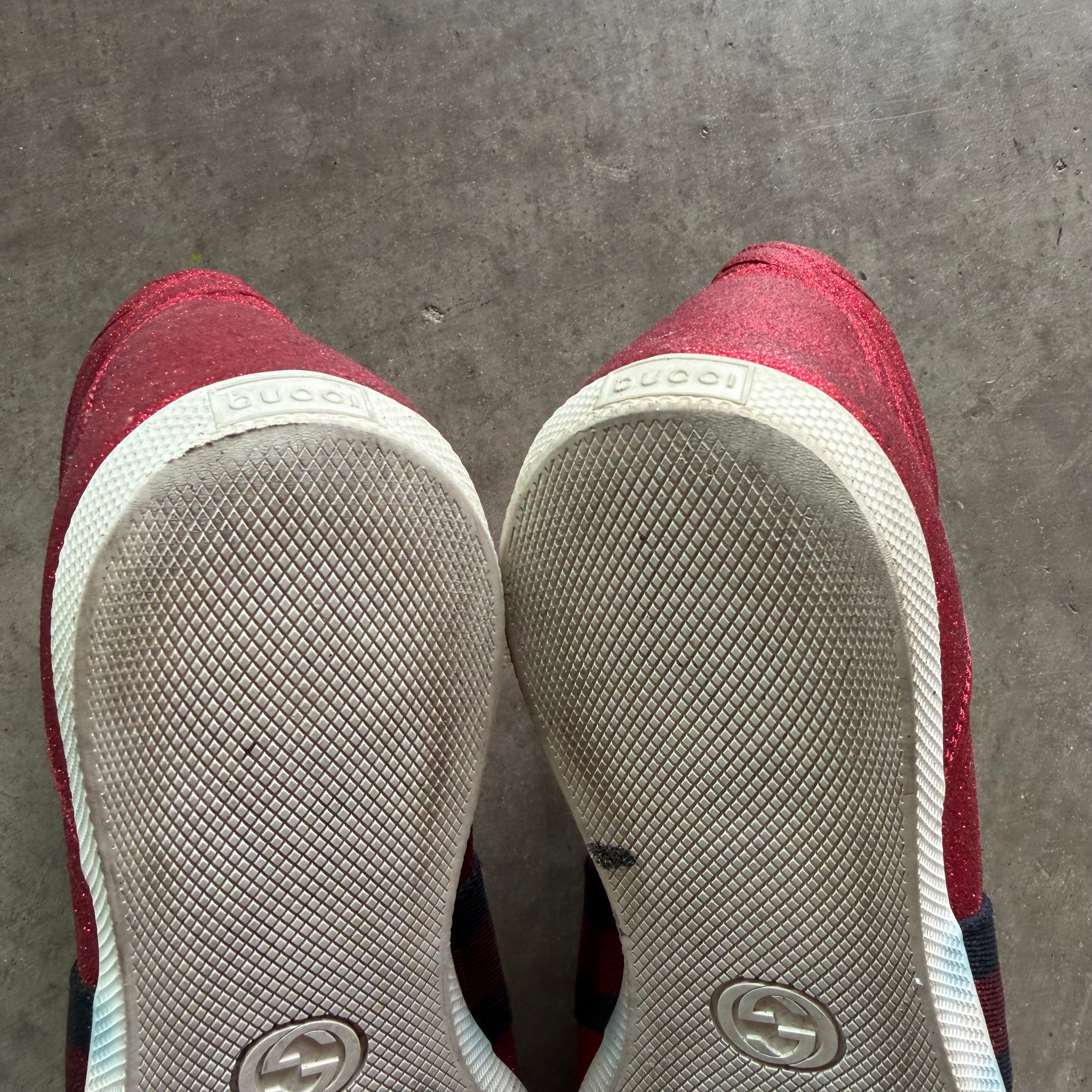 10 Used Gucci Ace High Top Red Glitter
