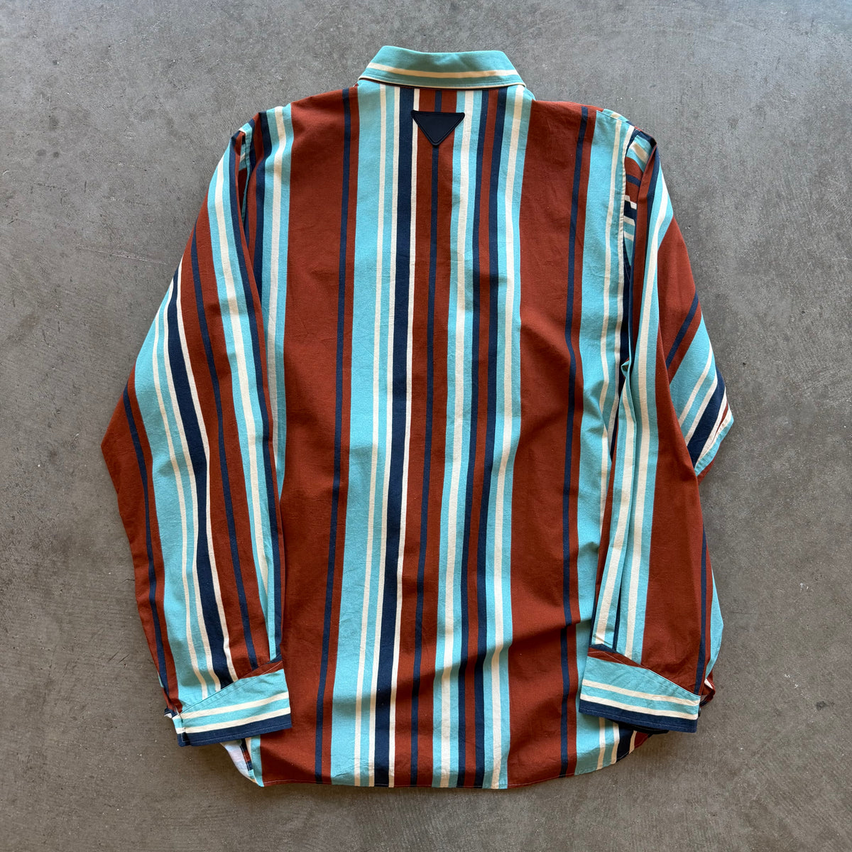 XXL Prada Multi Stripe Triangle Stitch Button Up