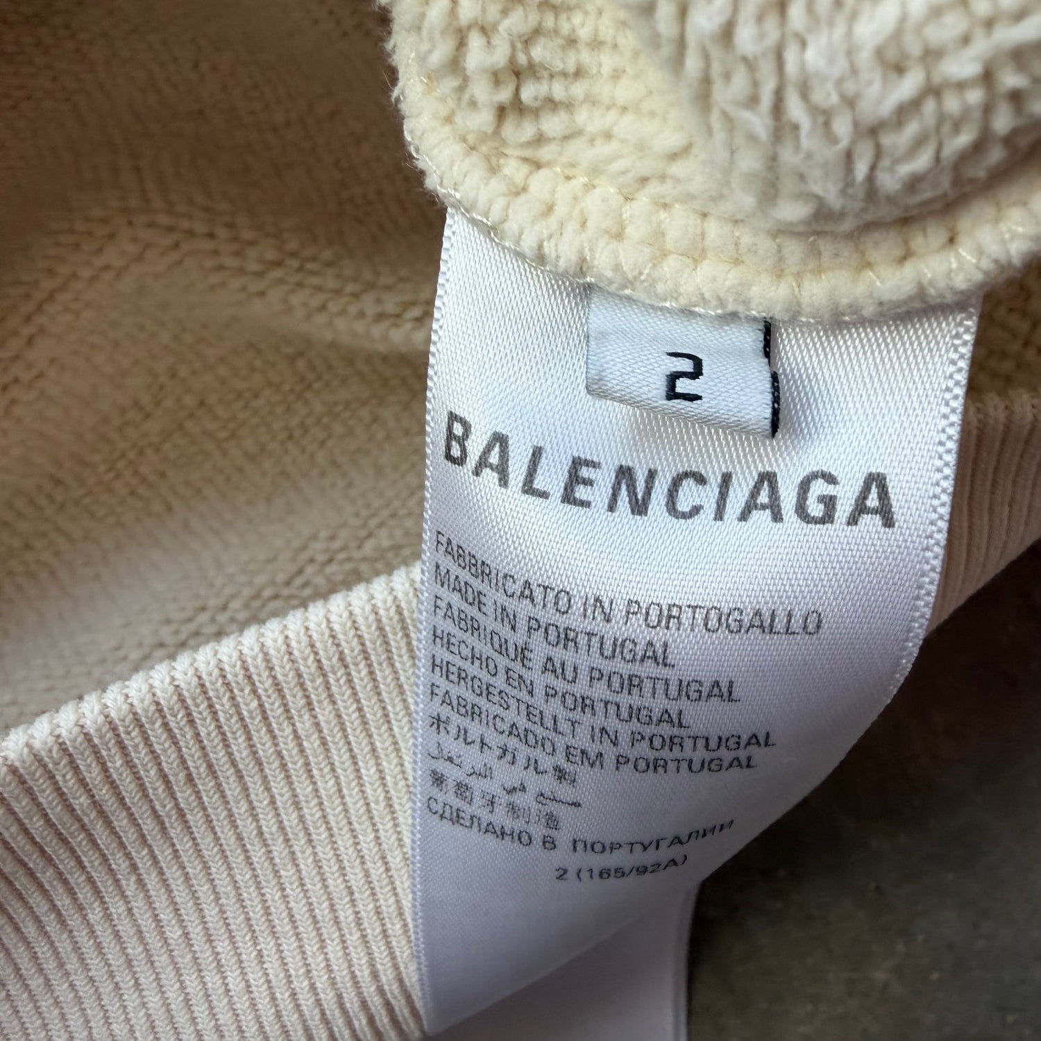M Balenciaga Creme Small Logo Full Zip