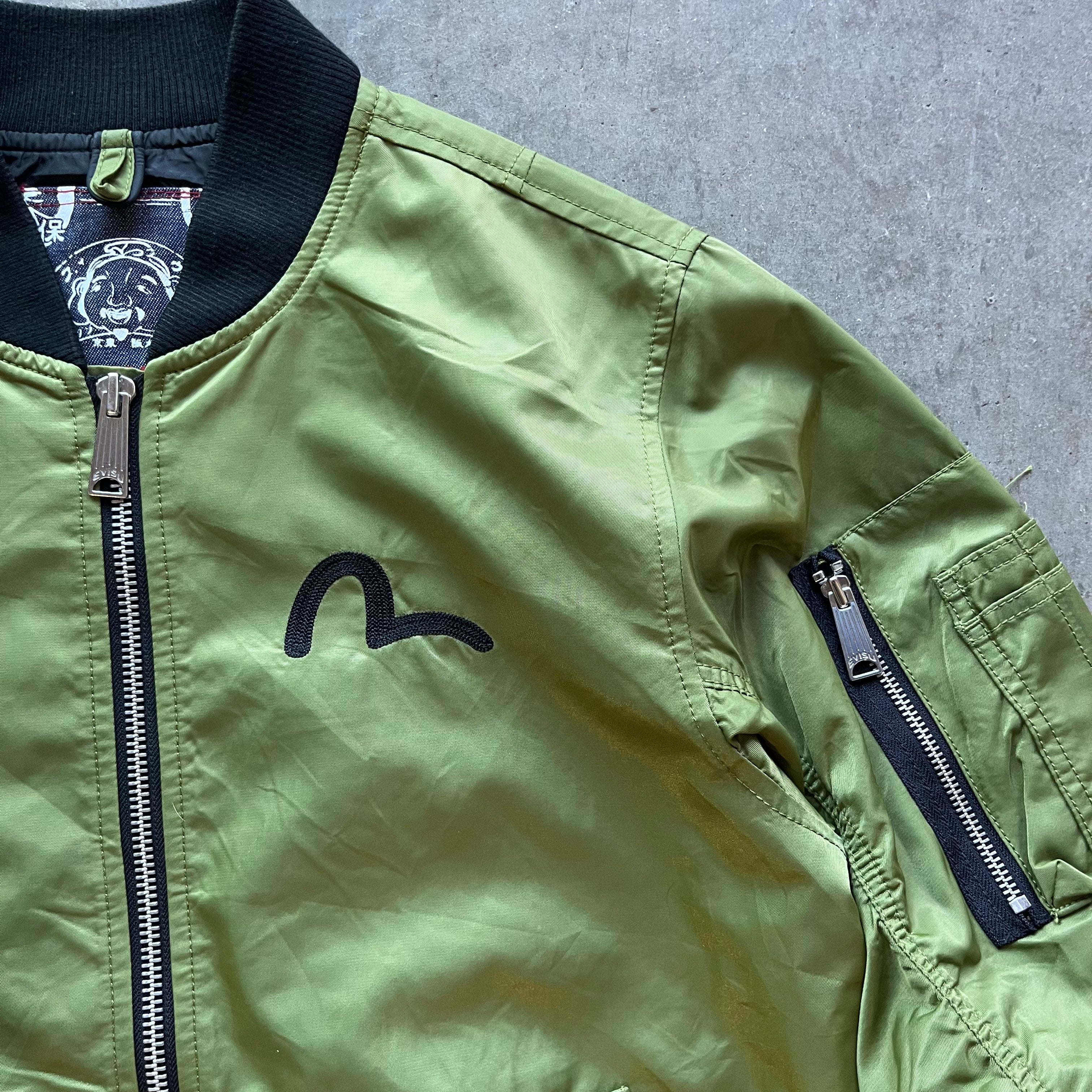 L Olive Evisu Full Zip Bomber