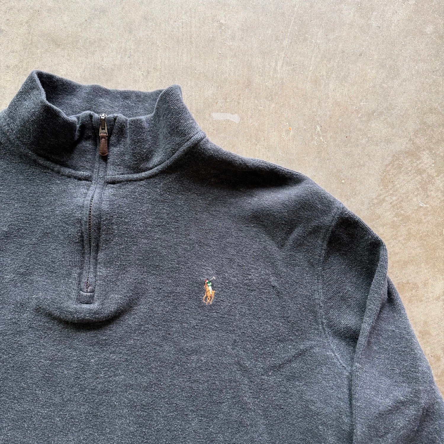 L Grey Polo Quarter Zip