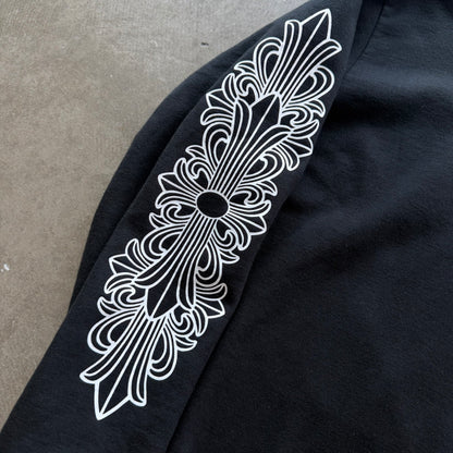 XL Chrome Hearts Floral Horseshoe Logo Crewneck Black