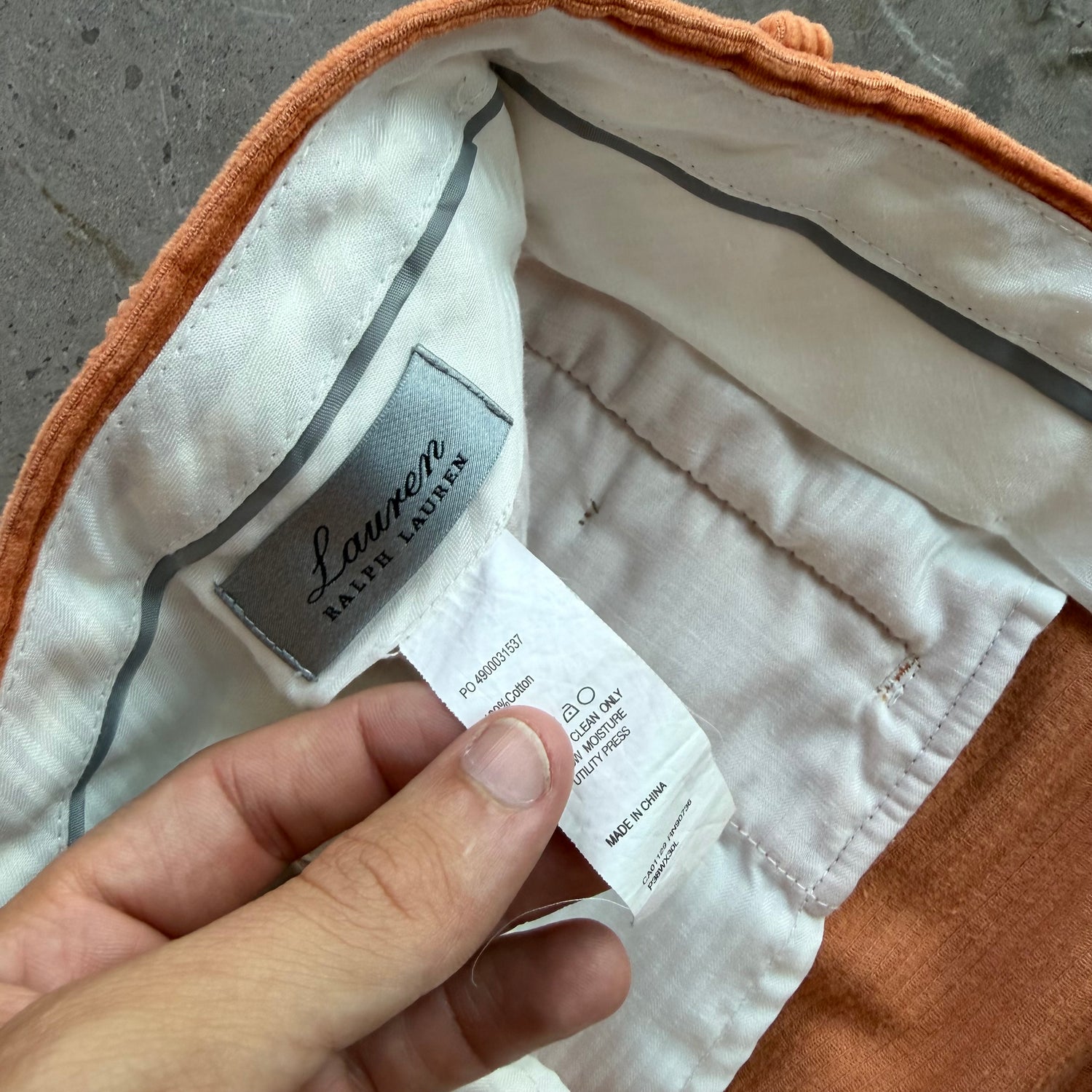 35x30 Lauren Ralph Lauren Orange Corduroy Pants