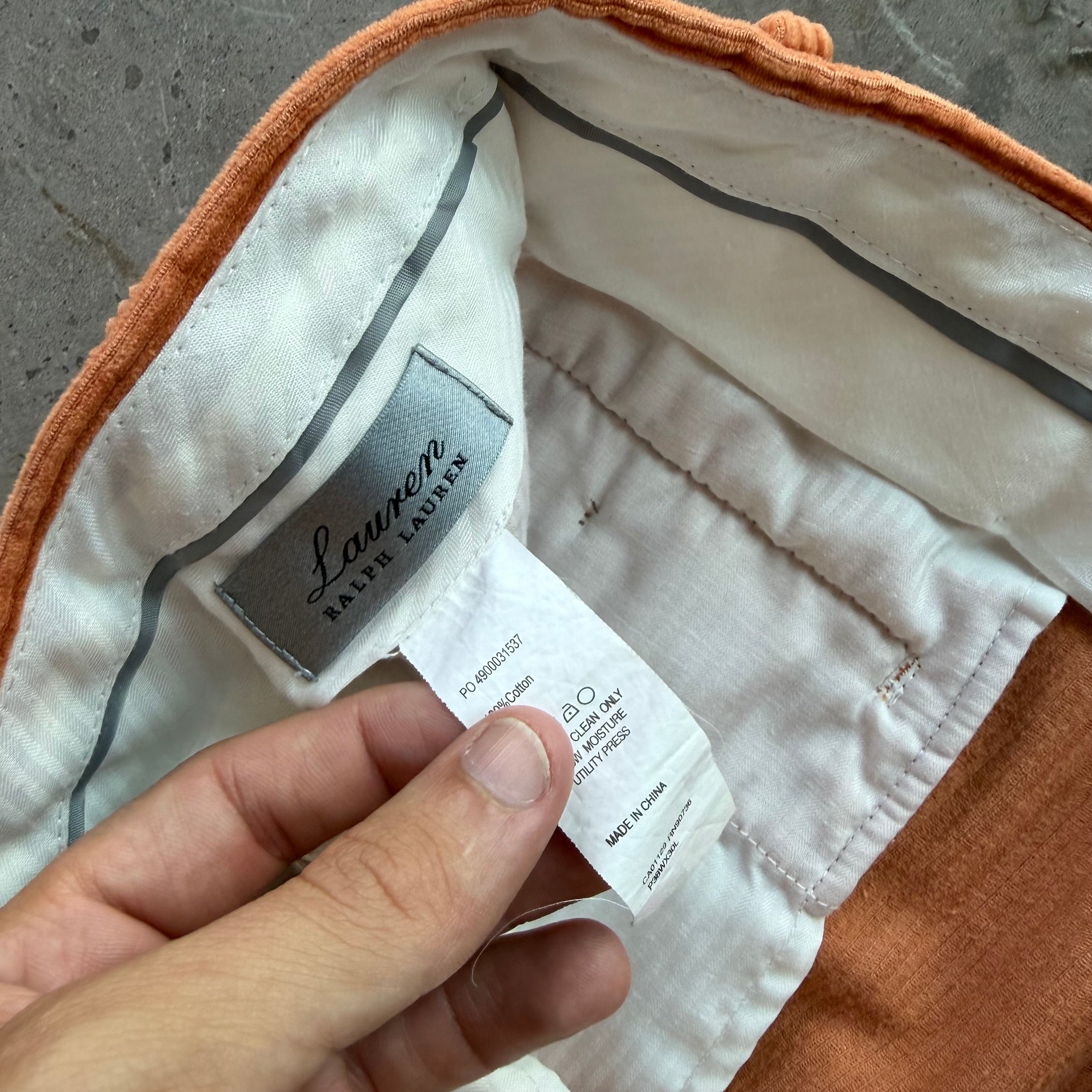 35x30 Lauren Ralph Lauren Orange Corduroy Pants