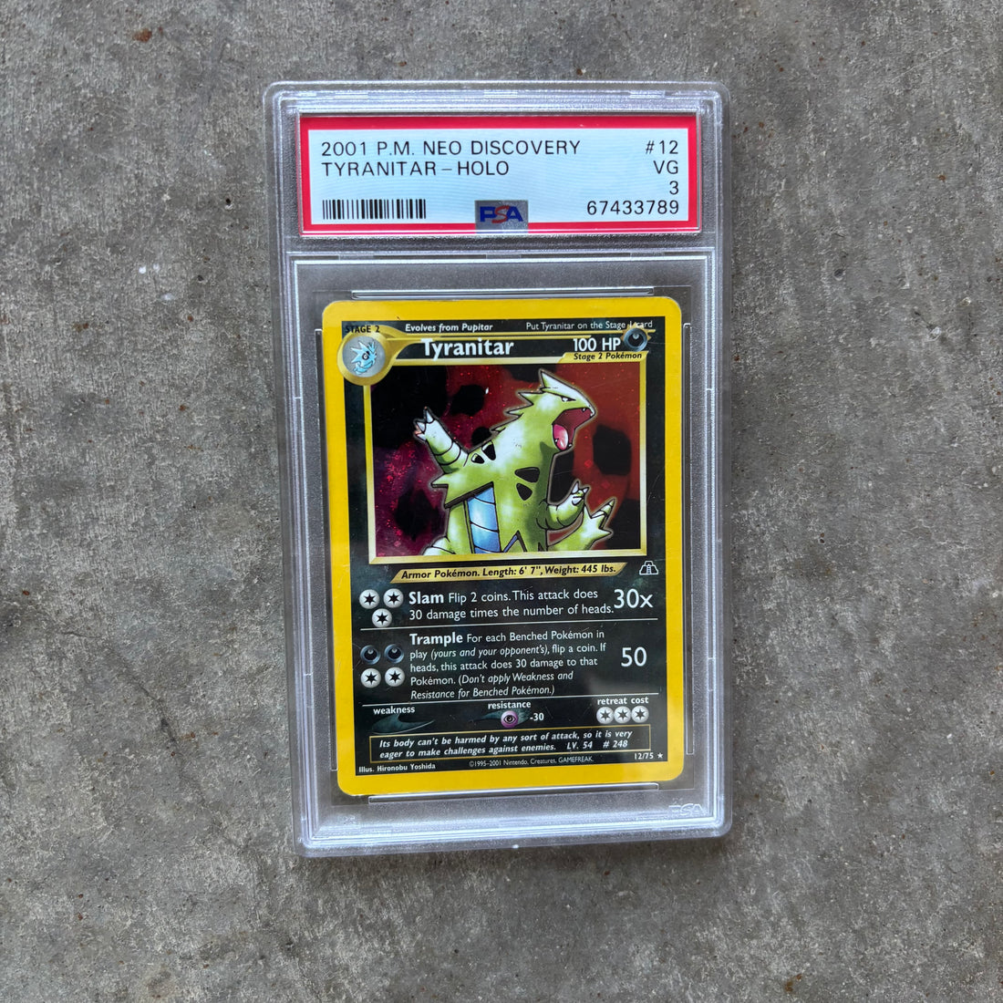 Tyranitar Holographic 2001 Neo Discovery PSA 3