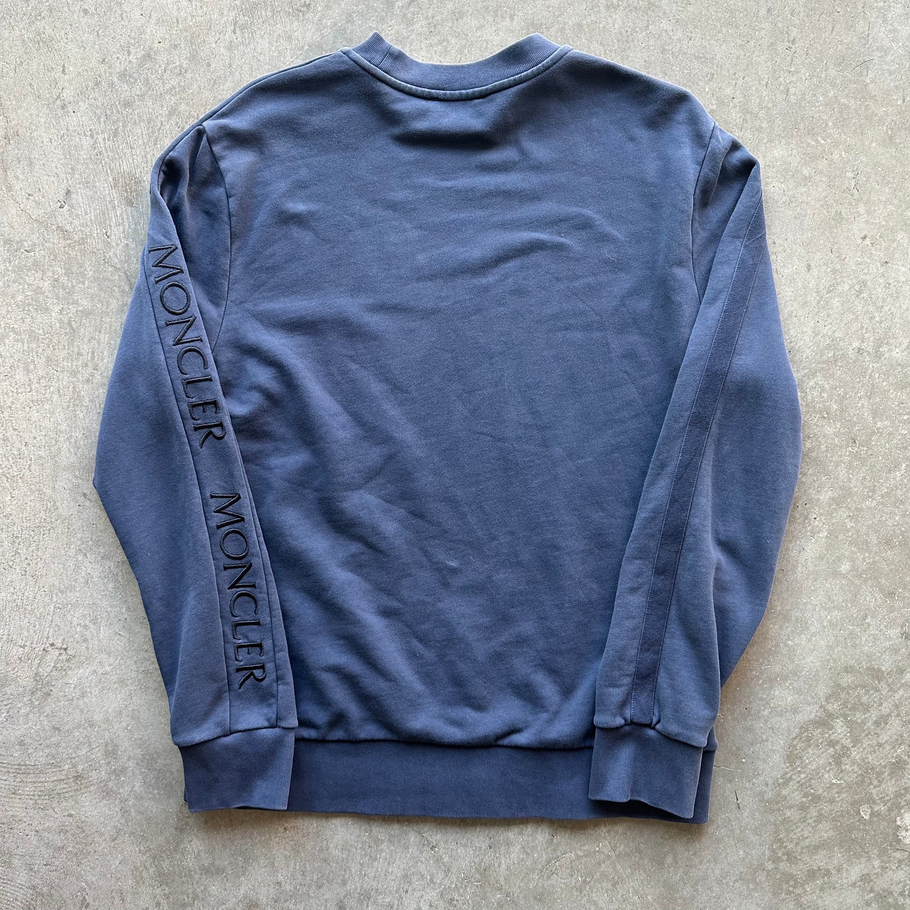 L Navy Moncler Navy Spellout Crewneck