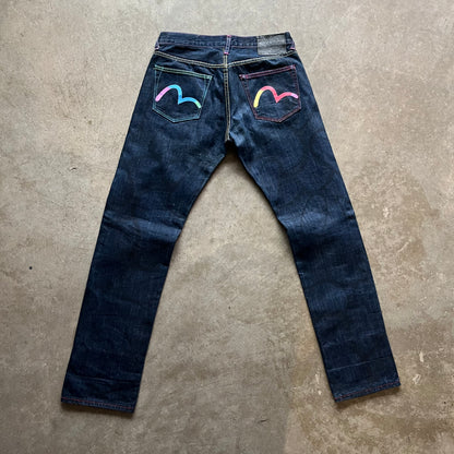 32x34 Rainbow Monogram Evisu Jeans