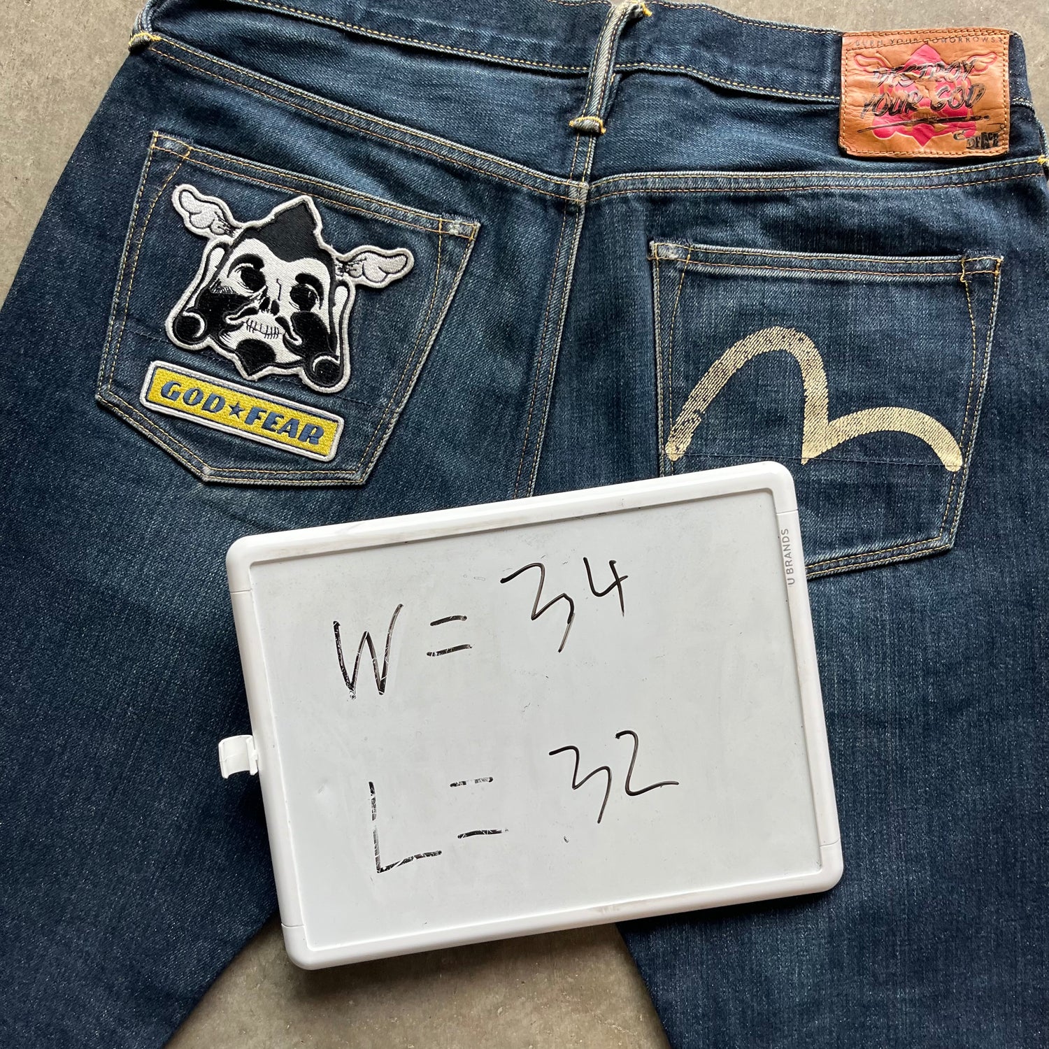 34x32 Evisu God Fear Jeans