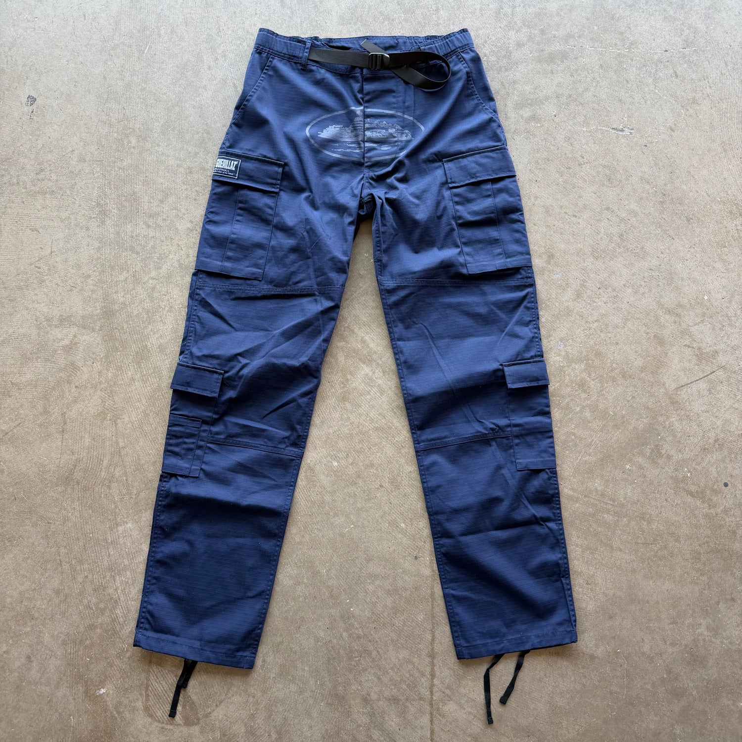 34x35 Corteiz Guerillaz Navy Cargo Pants