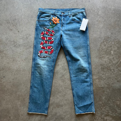 36x30 Gucci Snake Jeans DS