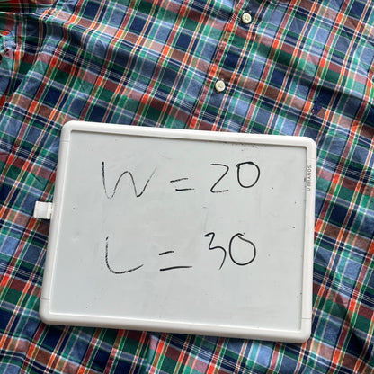 L Orange Plaid Polo Button Up