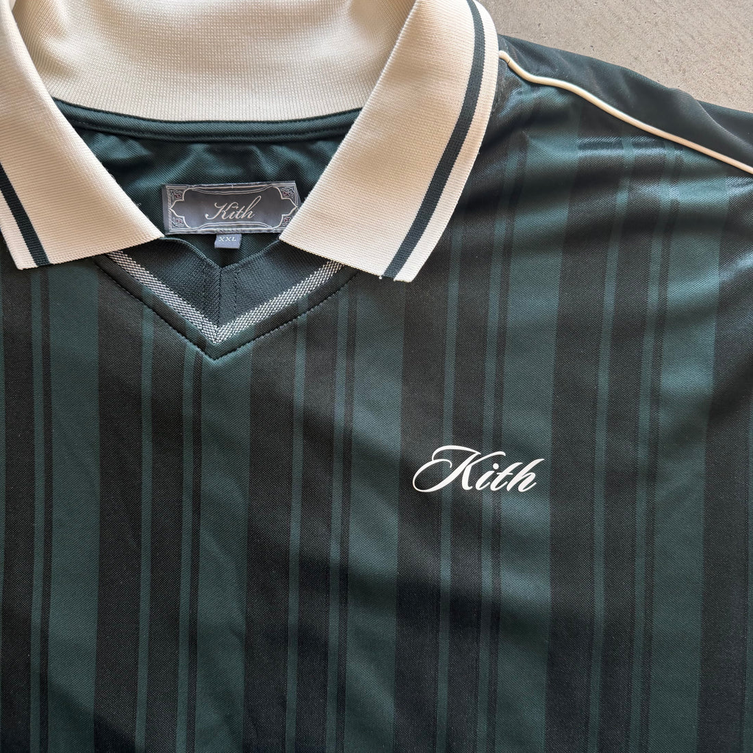 XXL Kith Pinstripe Tricot Polo L/S Green