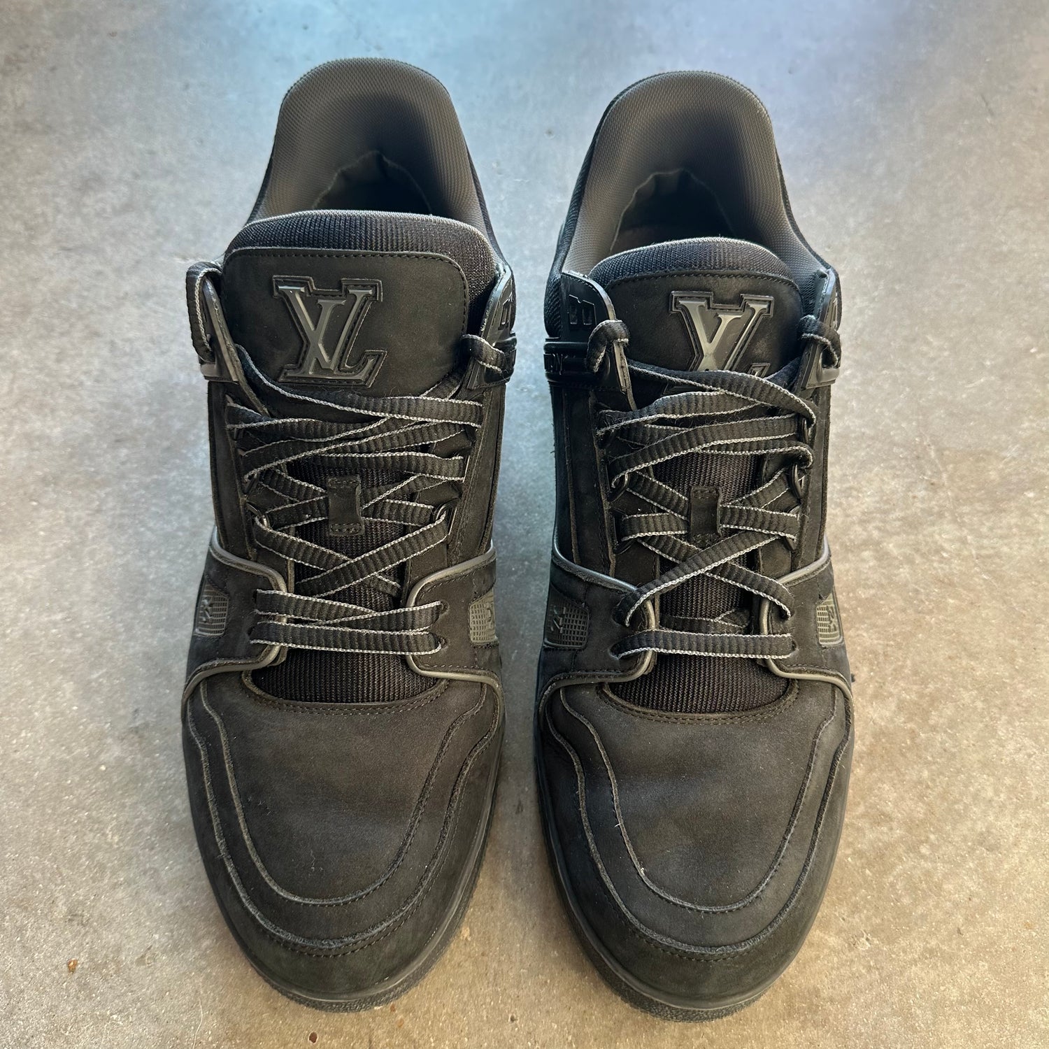 11.5 Used LV Trainer Black Suede