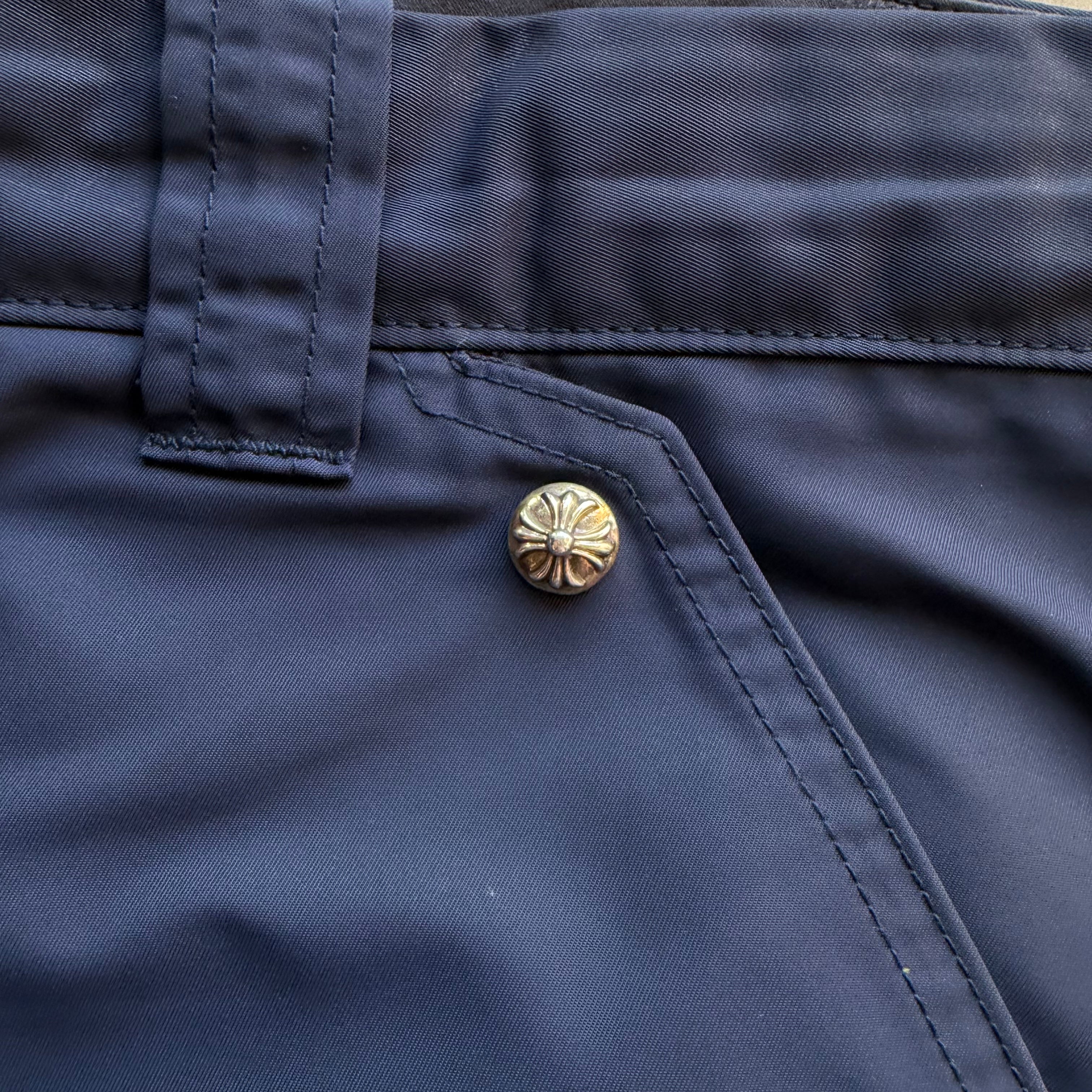 36x29 Chrome Hearts Leather Nylon Double Knees Navy