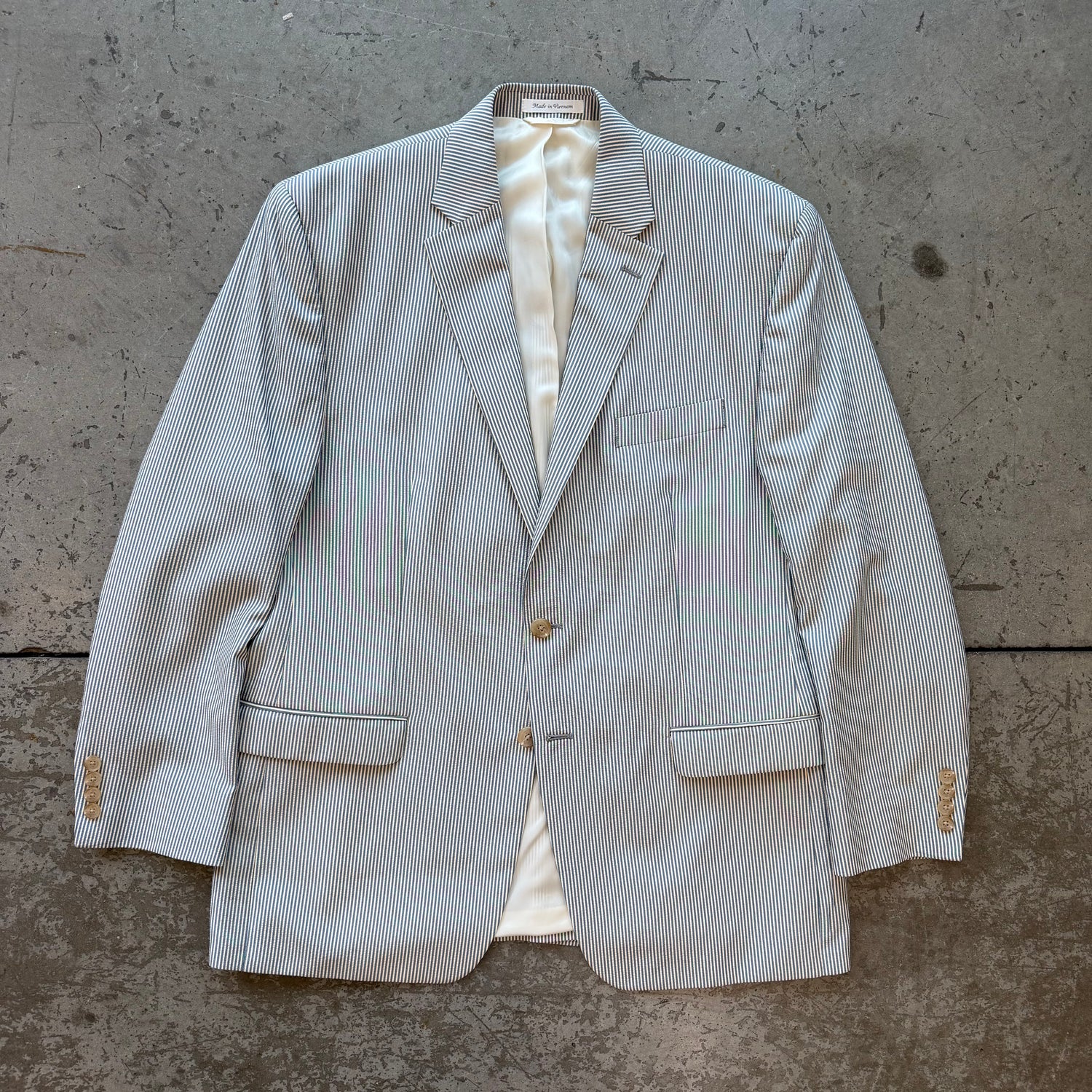 42R Lauren Ralph Lauren Blue/White Pinstripe Suit Jacket