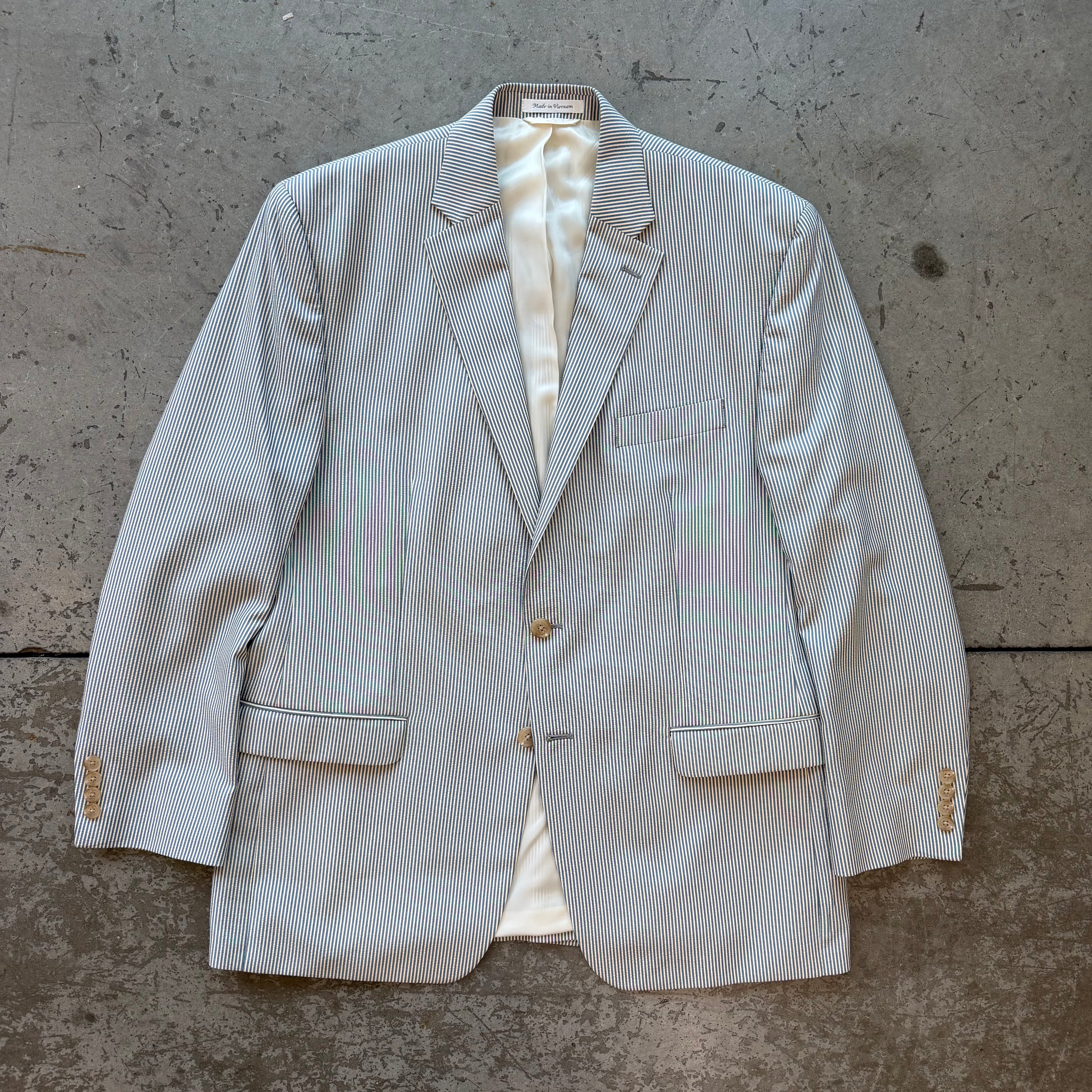 42R Lauren Ralph Lauren Blue/White Pinstripe Suit Jacket
