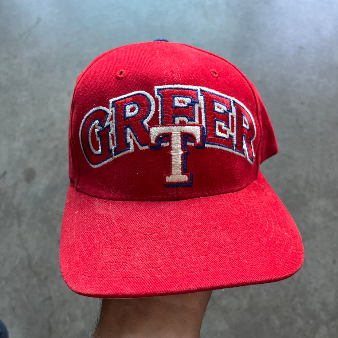 90s Red Greer SnapBack Hat