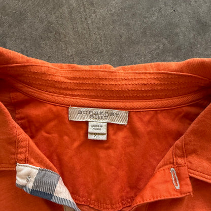 XL Orange Burberry Brit Longsleeve Polo