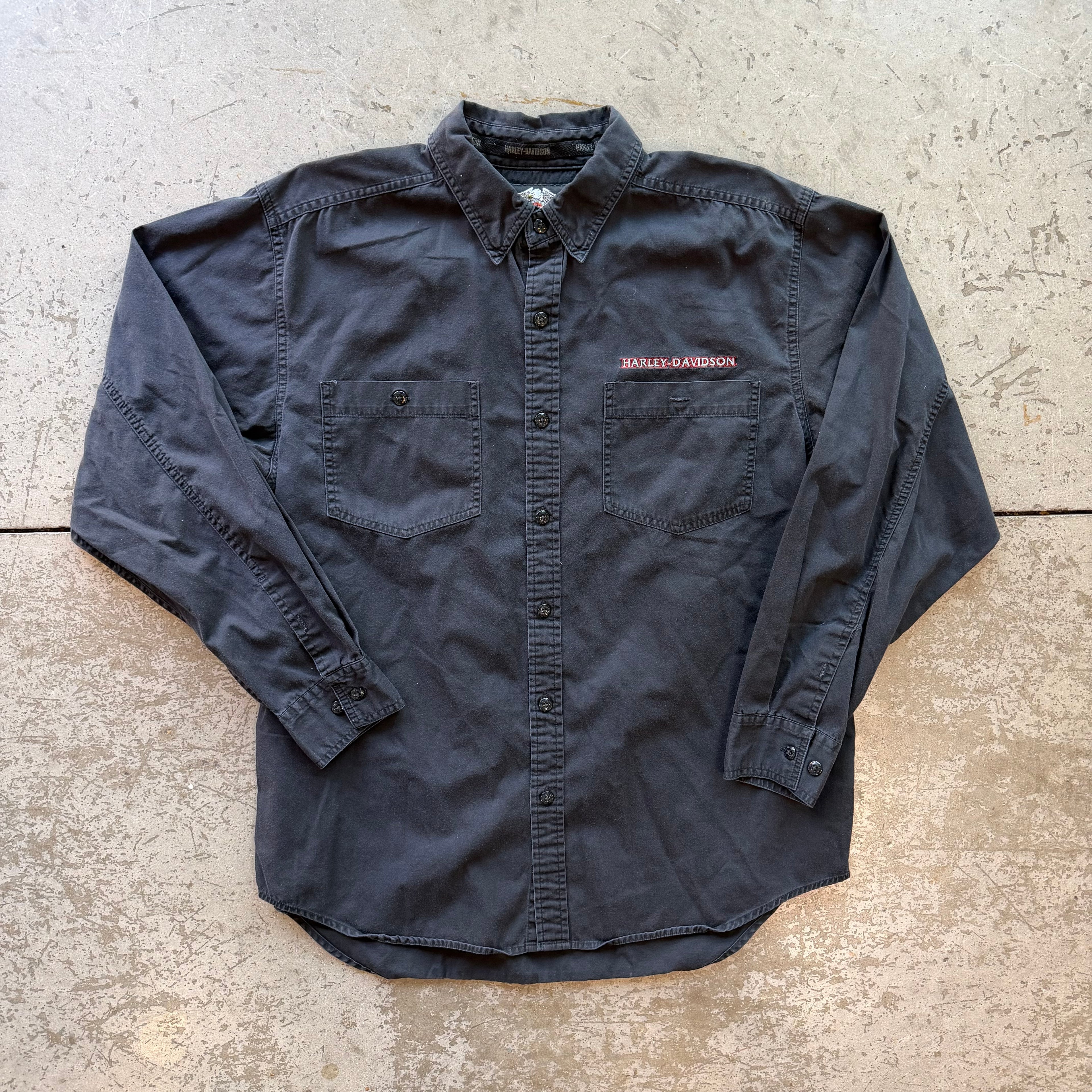 L 00s Harley Davidson Button Up