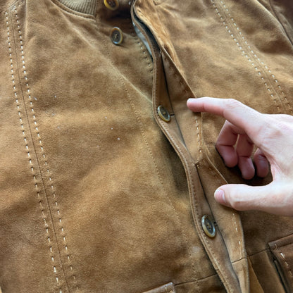 L 90s Balmain Suede Bomber Jacket