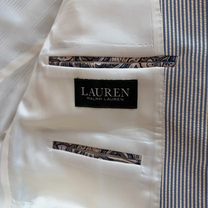 42R Lauren Ralph Lauren Blue/White Pinstripe Suit Jacket