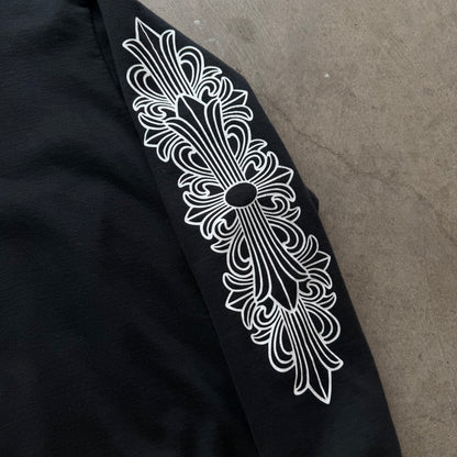 XL Chrome Hearts Floral Horseshoe Logo Crewneck Black