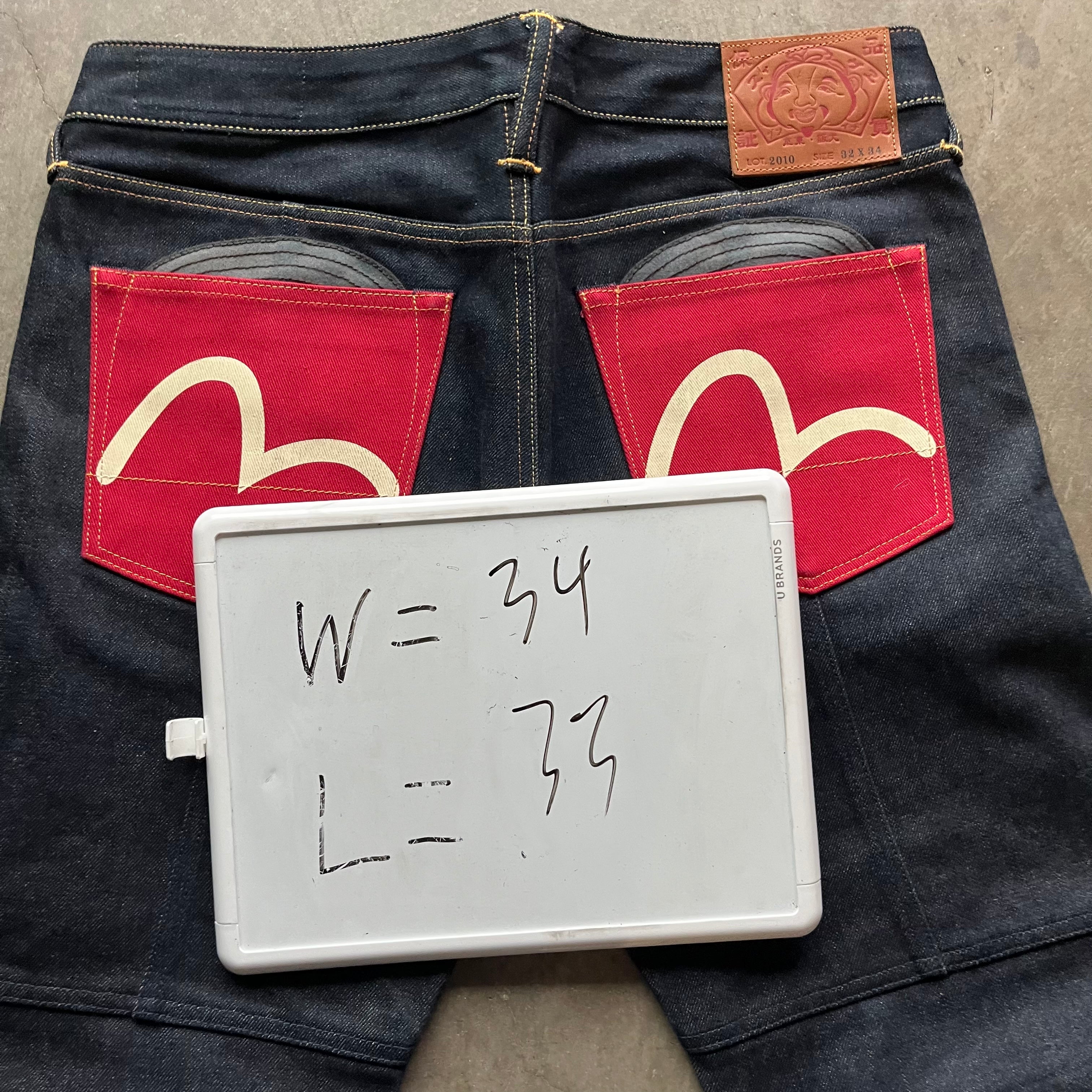 34x33 00s Red Pocket Evisu Jeans