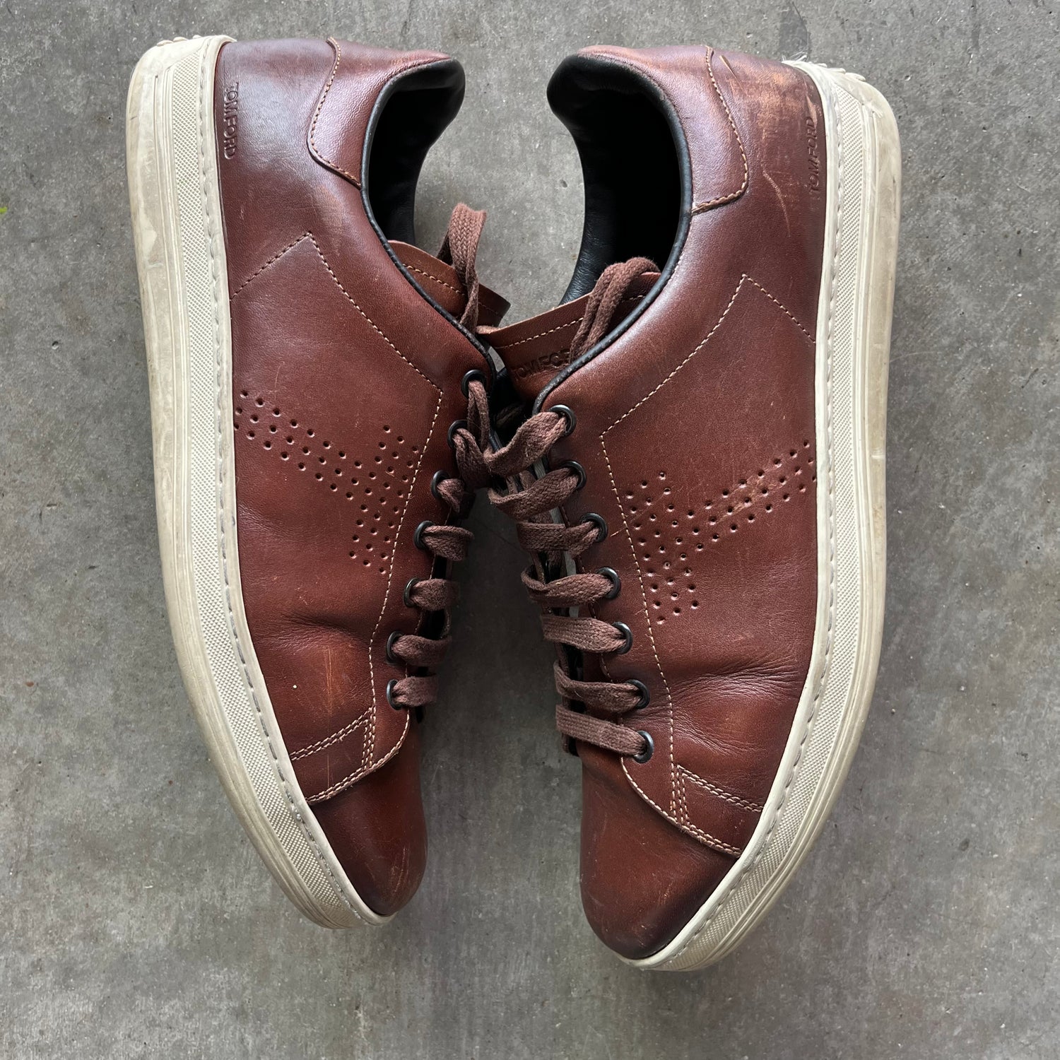 10 Used Tom Ford Warwick Burnished Leather Sneaker