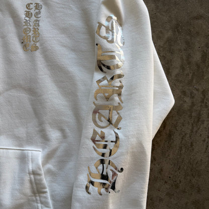 XL Chrome Hearts Silver Foil Logo Hoodie White