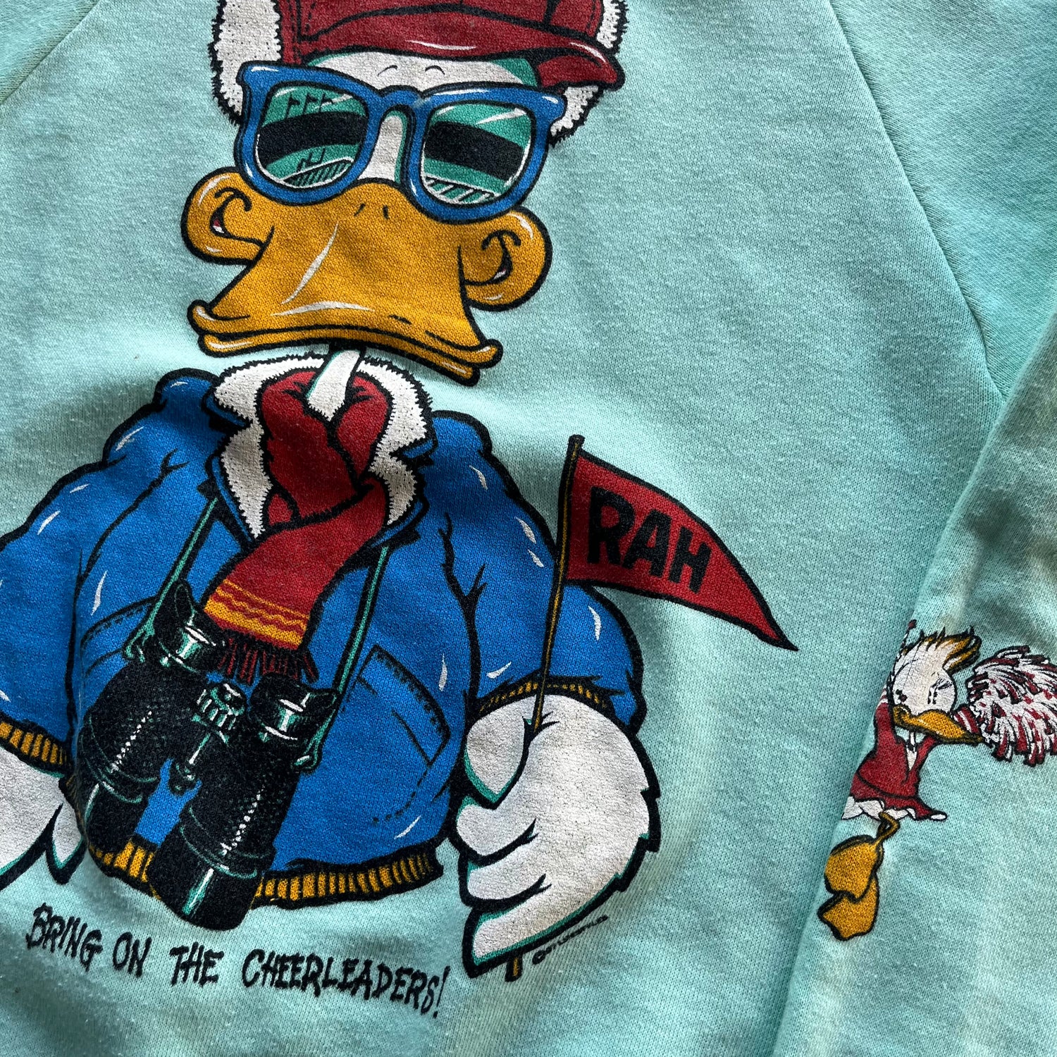 M 80s Donald Duck Cheerleader Crewneck