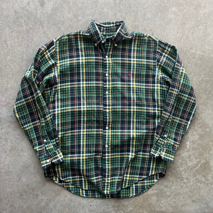 M Green Plaid Polo Button Up